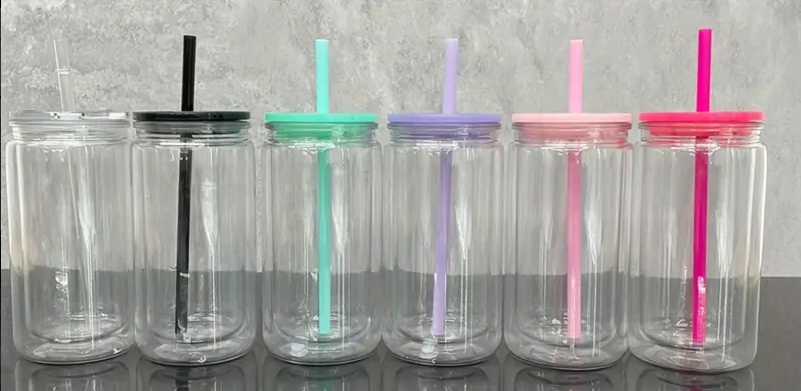 16oz Snowglobe Acrylic Clear/ Coloured Lid