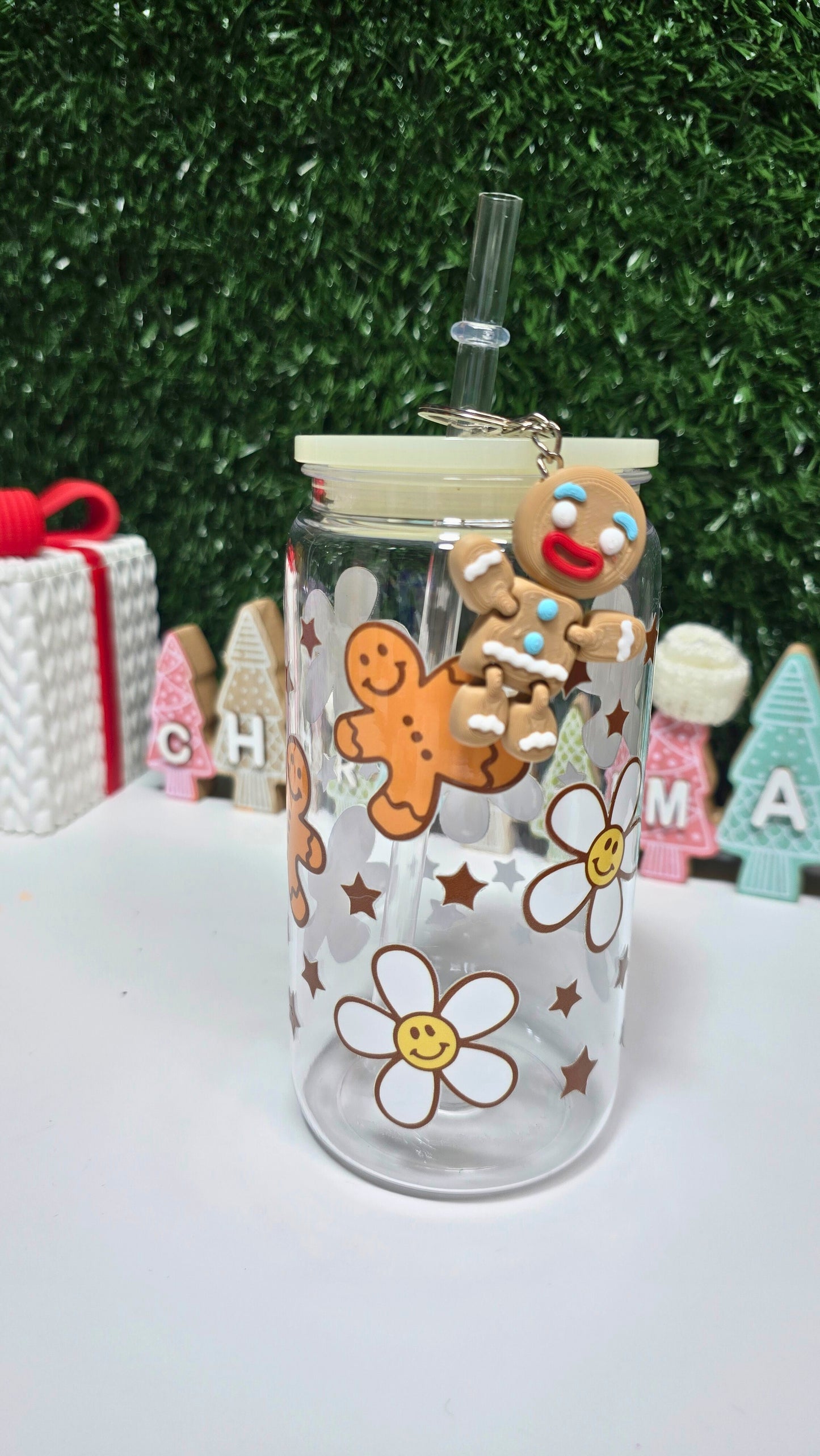 Premade Non -Glitter Cup - GingerBread Man