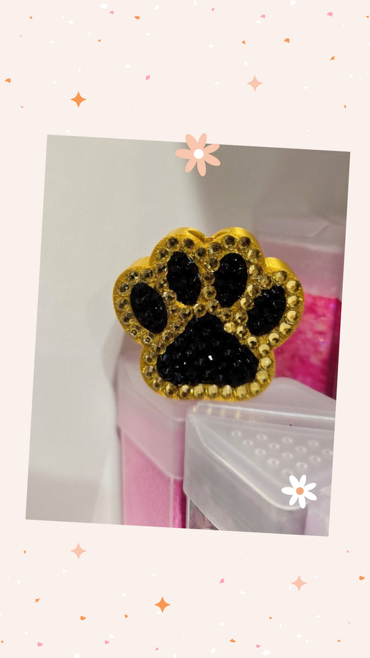 3D Printed Rhinestone Paw Print Straw Topper