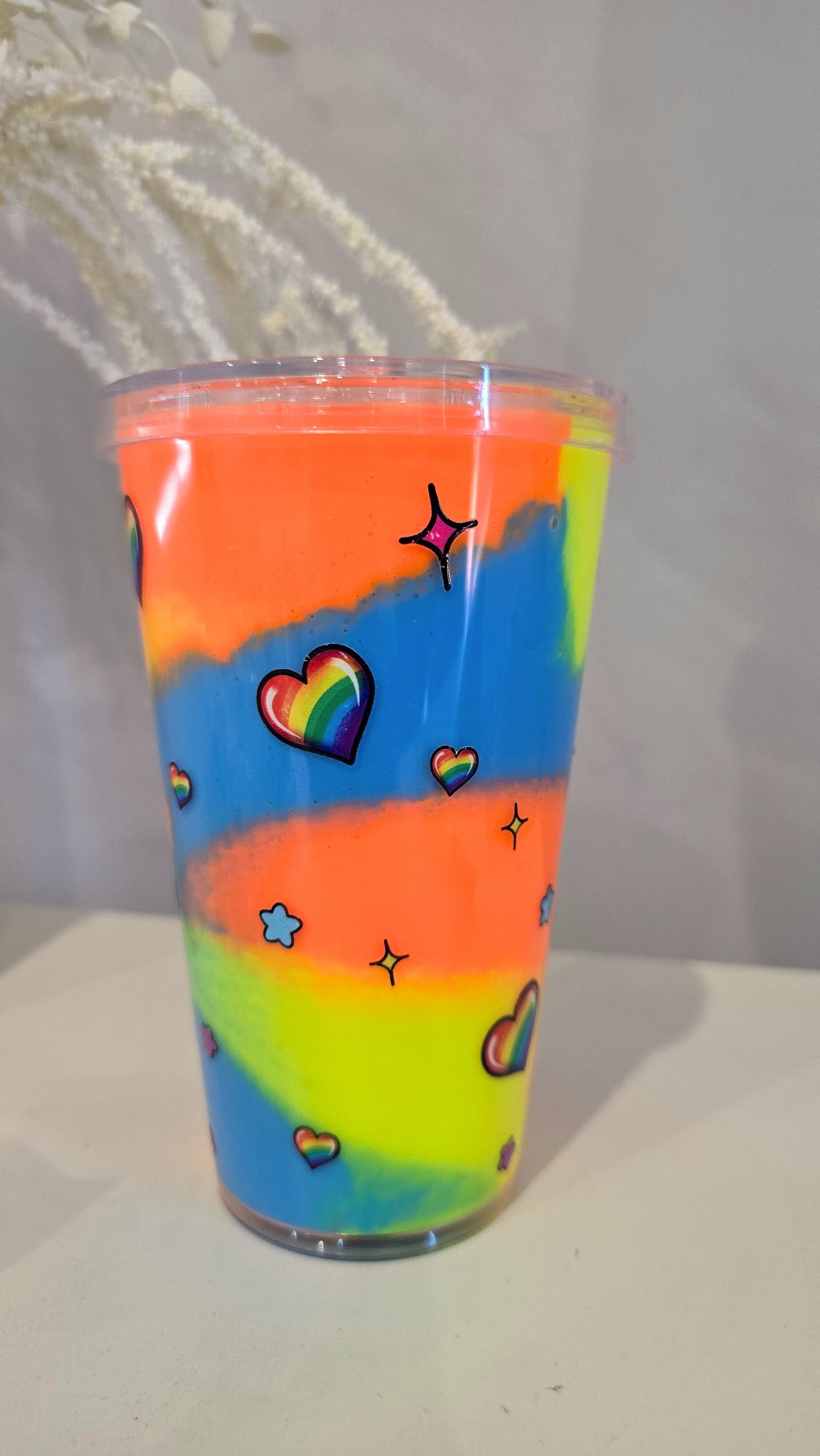 Love is Love 16oz Acrylic Snow Globe Cup with Outer Lid