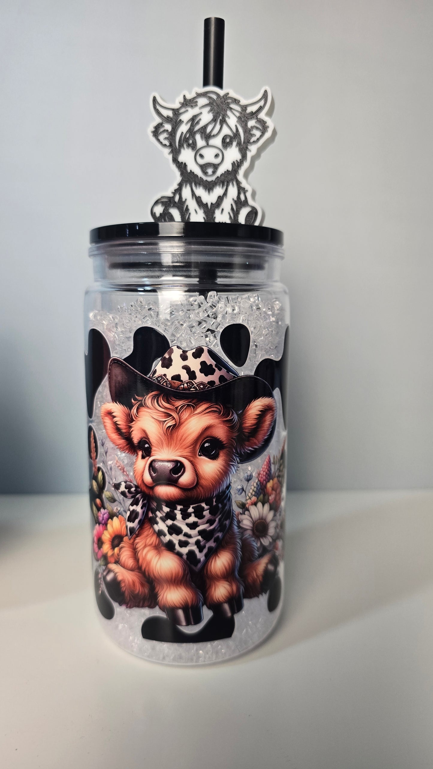 Highland Cow 16oz Acrylic  Snow Globe Cup
