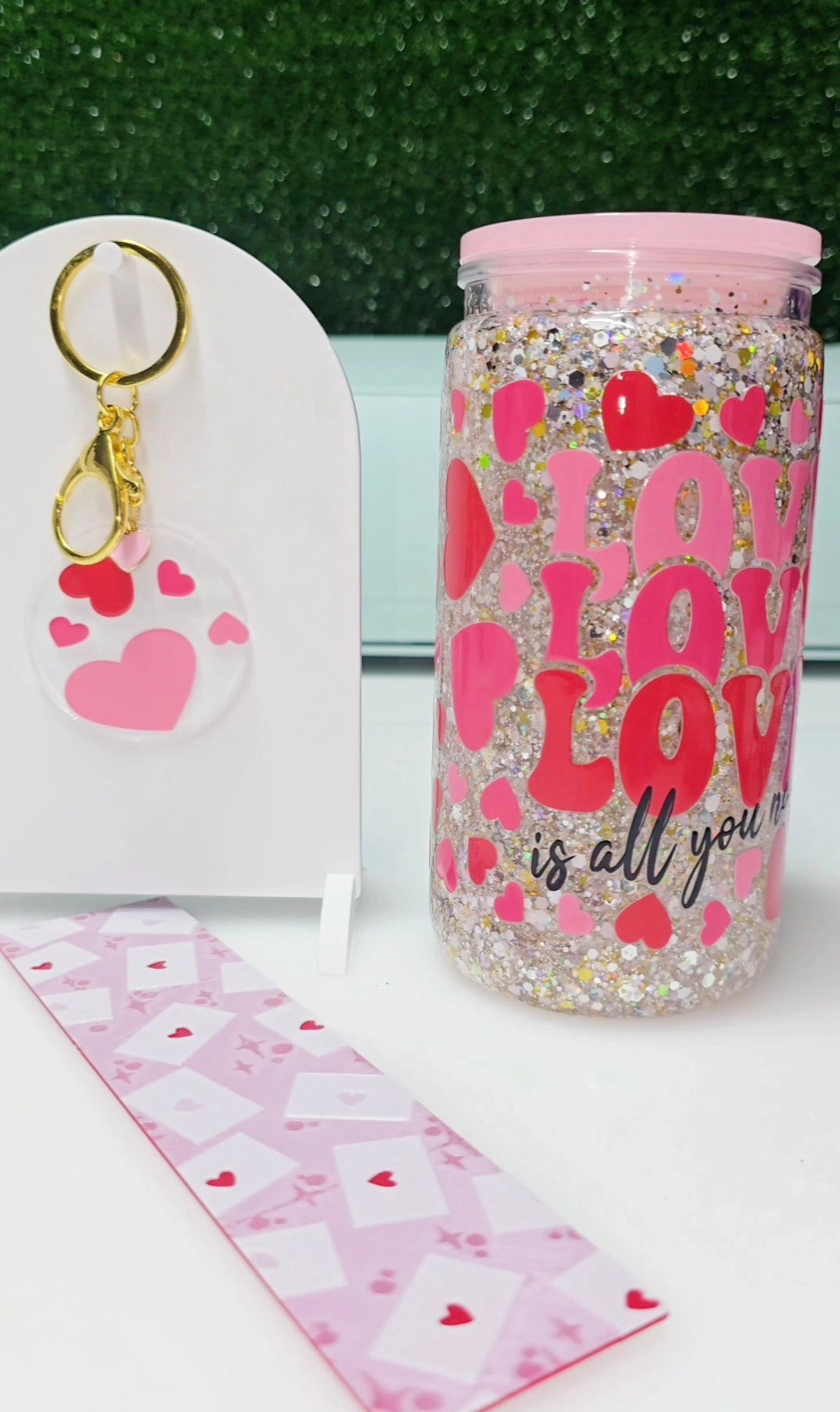 Premade Love Is All You Need 16oz Acrylic Snowglobe