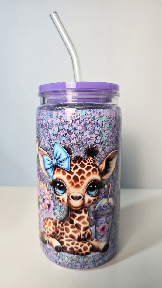 Cute Giraffe 16oz Acrylic  Snow Globe Cup