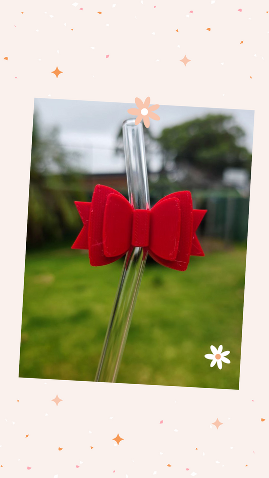 Bow Straw Topper ( Red)