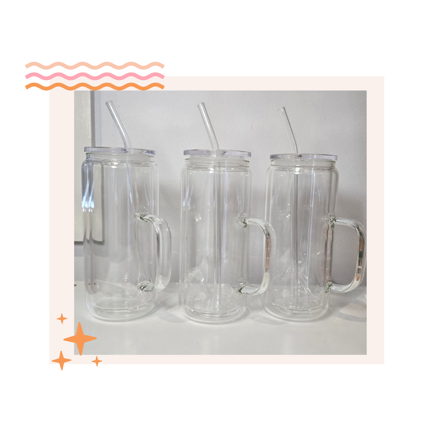 16oz Snowglobe cup w/ Glass Handle