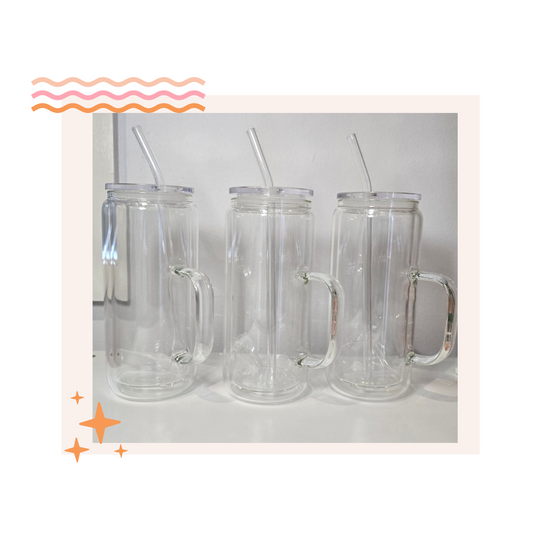 16oz Snowglobe cup w/ Glass Handle
