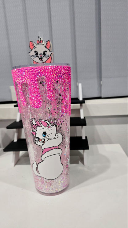 Marie the Cat 24oz Acrylic Snowglobe Tumbler