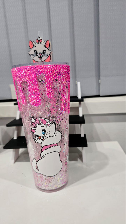 Marie the Cat 24oz Acrylic Snowglobe Tumbler