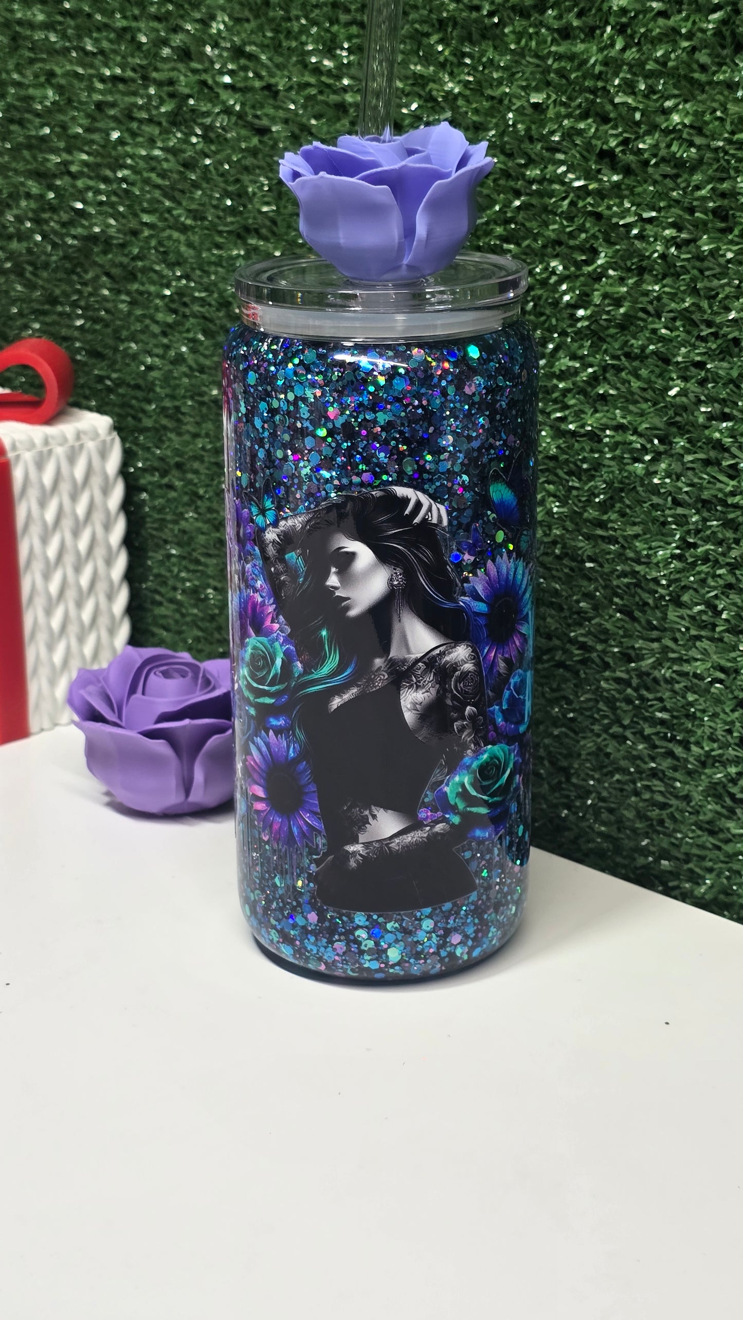 Premade Make Yourself a Priority Glass Snowglobe Tumbler