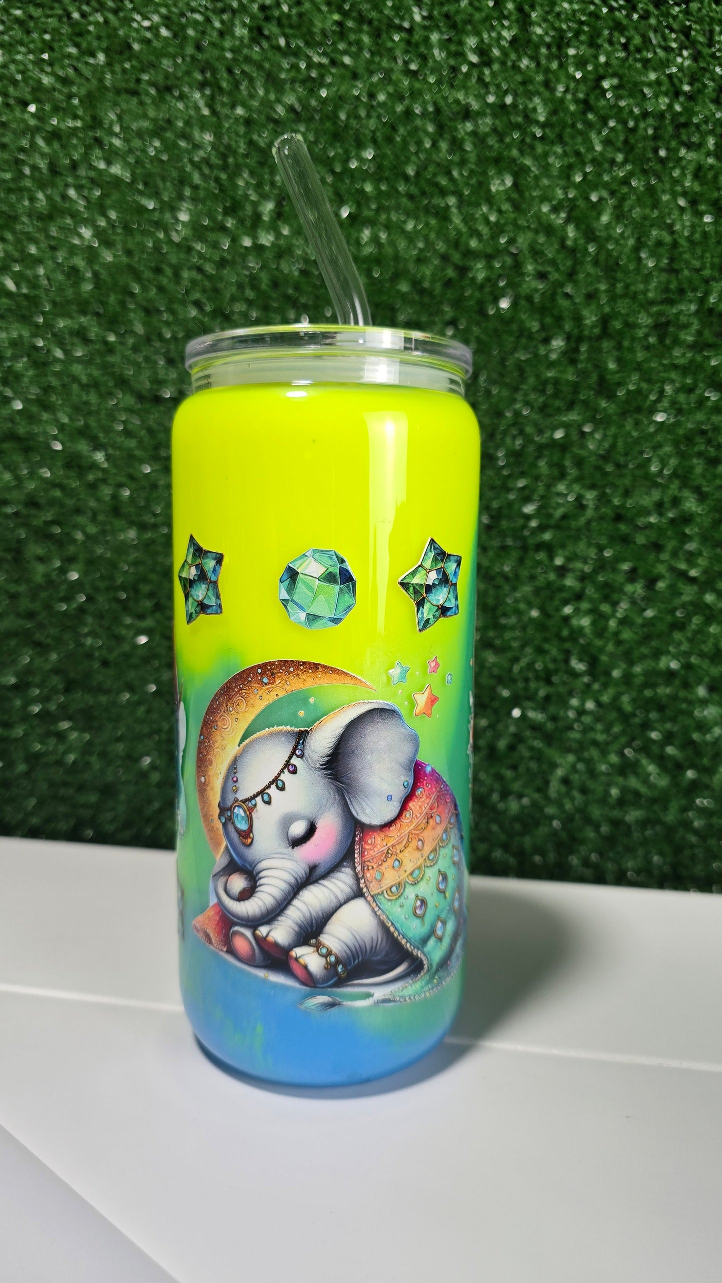 Premade Elephant Milkshake Glass Tumbler