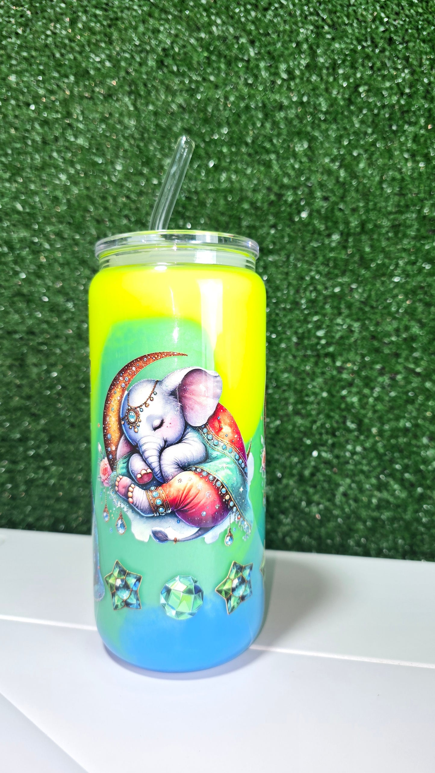 Premade Elephant Milkshake Glass Tumbler
