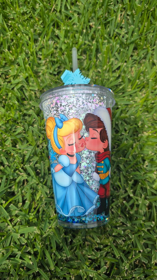 Cinderella 16oz Acrylic  Snow Globe Cup with Outer Lid