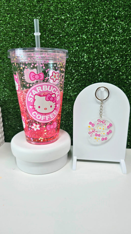 Premade HK 16oz Acrylic Drip Cup with Outer Lid