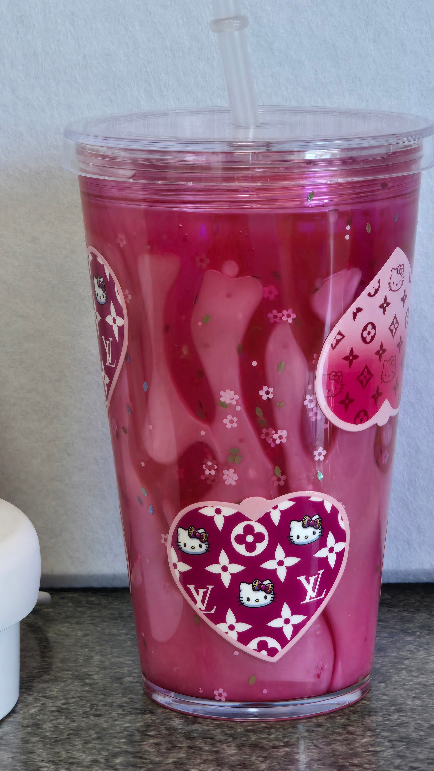 Premade HK 16oz Acrylic Dual Lava Cup with Outer Lid -