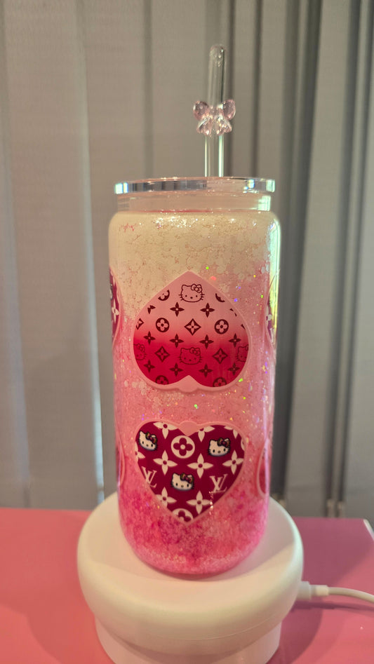 Premade LV and HK Glass Snowglobe Tumbler