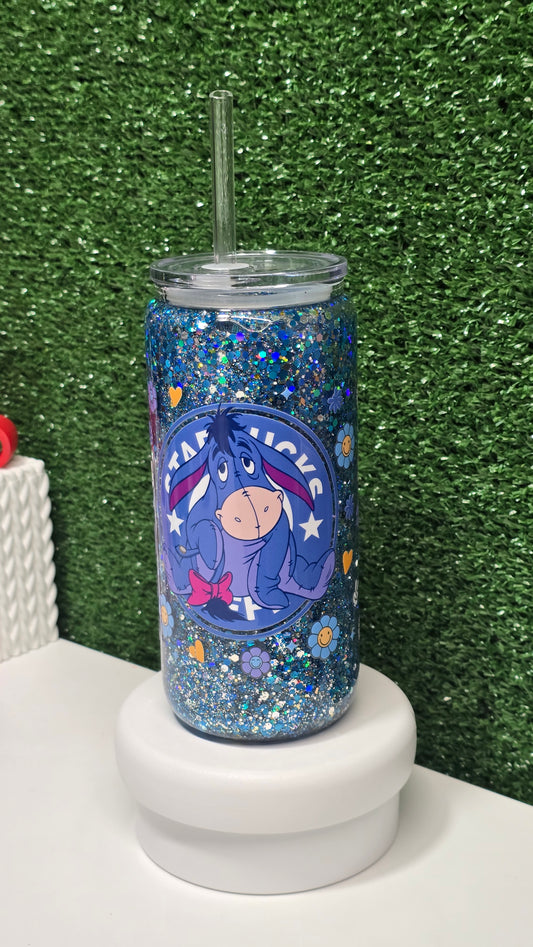 Premade Eeyore Glass Snowglobe Tumbler