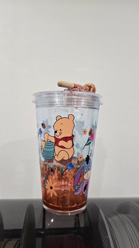 Premade Winnie 16oz Acrylic Duo Lava Cup with Outer Lid